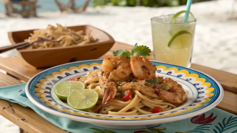 Bahama Breeze coconut shrimp and jerk chicken pasta combo