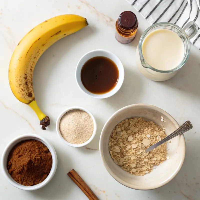 Ingredients for banana bread latte recipe