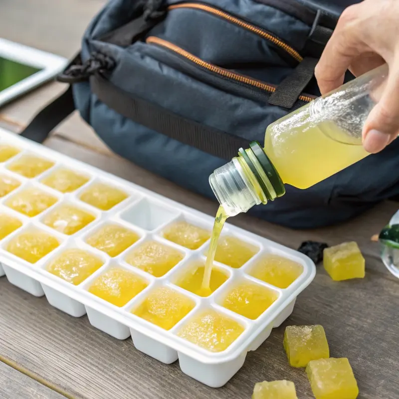 Frozen cubes of Brazilian ginger drink