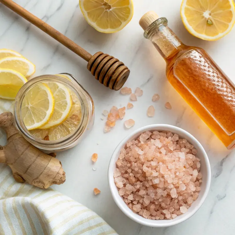 Ingredients for Himalayan salt electrolyte drink