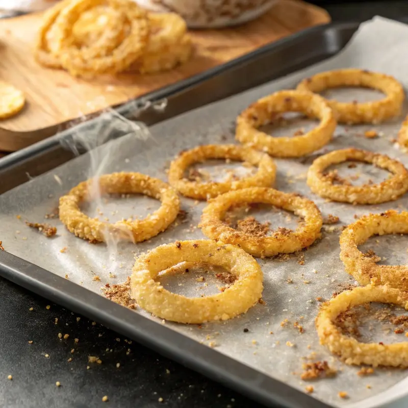 Baked Parmesan Onion Ring Chips cooling