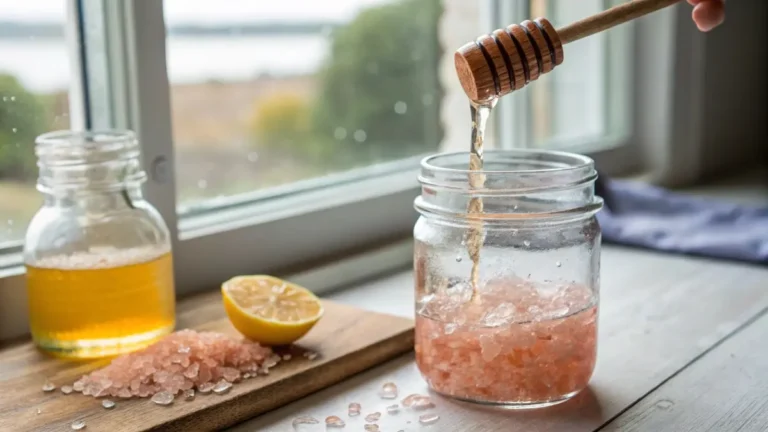Pink Himalayan salt and honey electrolyte drink in mason jar