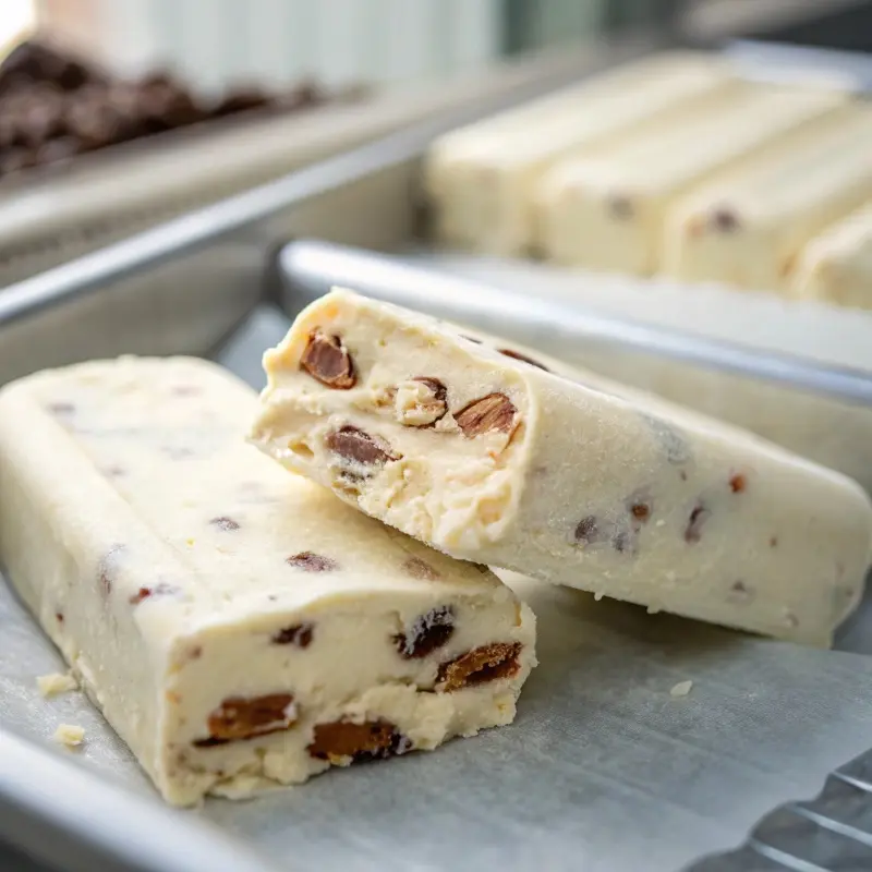 An unwrapped keto ice cream bar showing its creamy consistency.