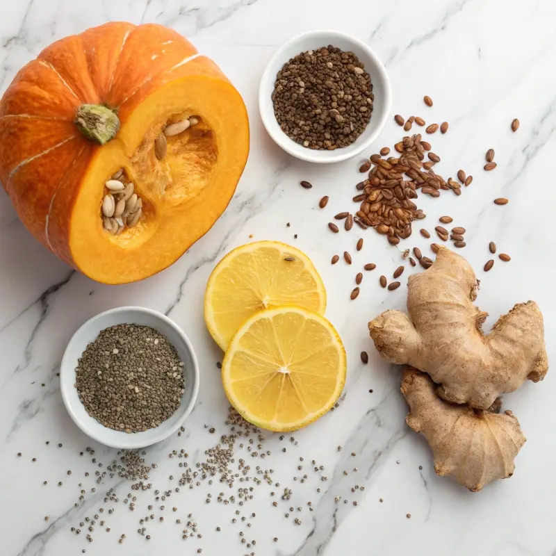 Pumpkin chia flaxseed lemon ginger for weight loss