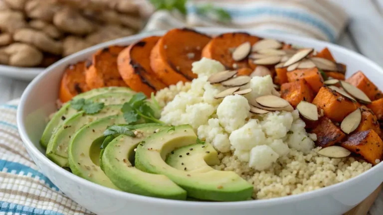 Cauliflower sweet potato vegan paleo bowl