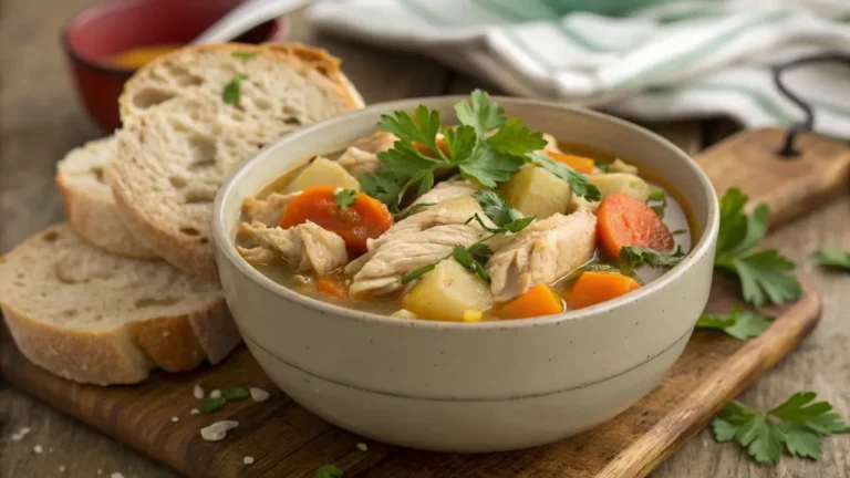 Chicken stew crock pot recipe card image