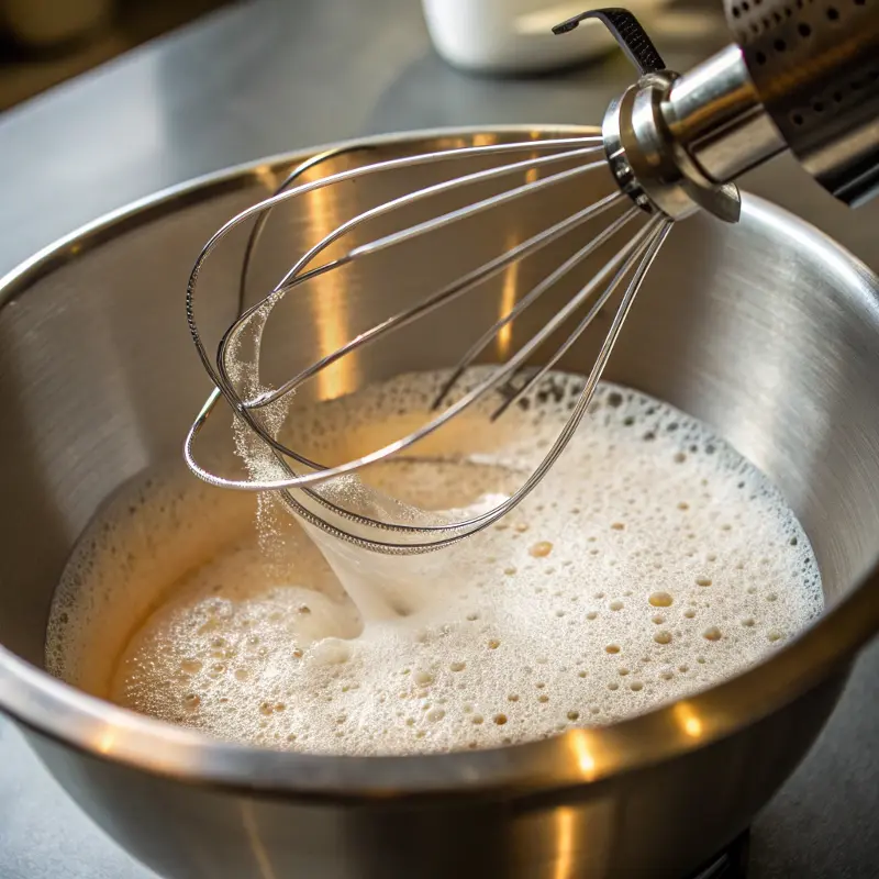 Whipping fluffy cloud coffee foam
