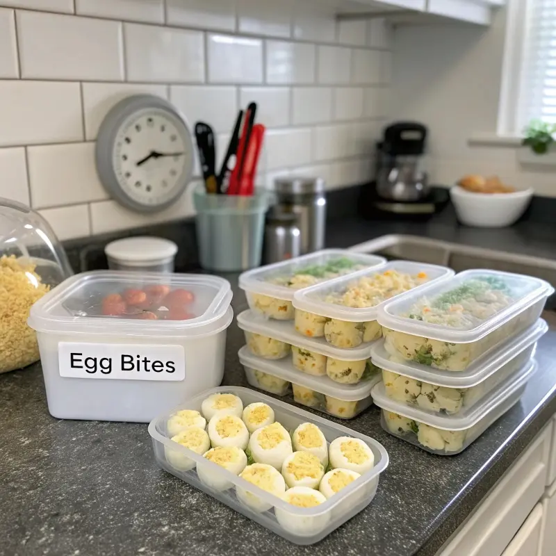 Meal Prepped Egg Bites in Container