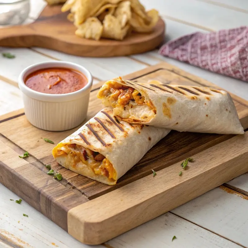 Served grilled cheese burrito
