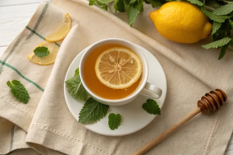 lemon balm tea recipe card presentation