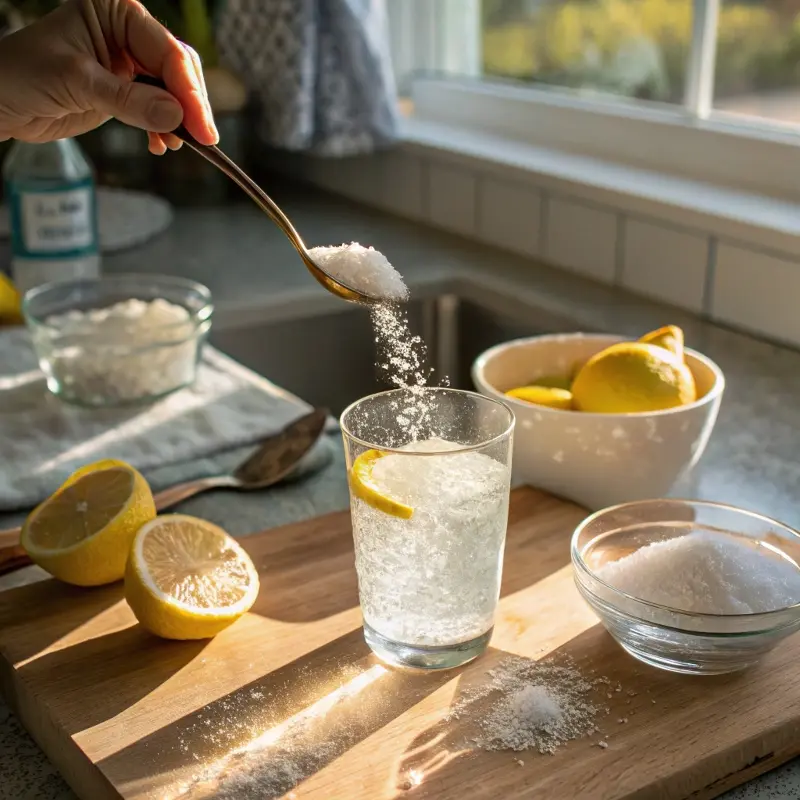 Mixing pink salt drink for weight loss