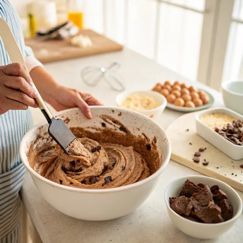 Swirling brownie and cookie dough for crownies