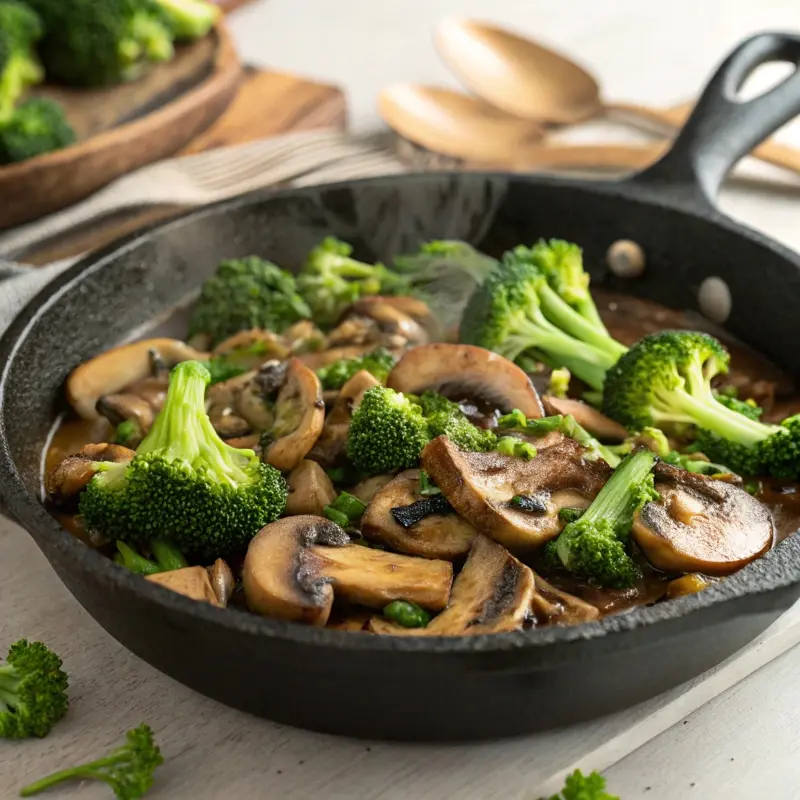 vegan mushroom recipes broccoli skillet