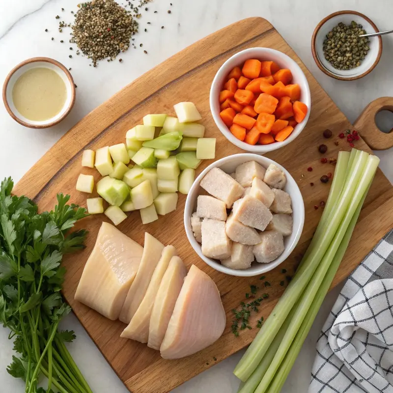 Ingredients for chicken pot pie soup