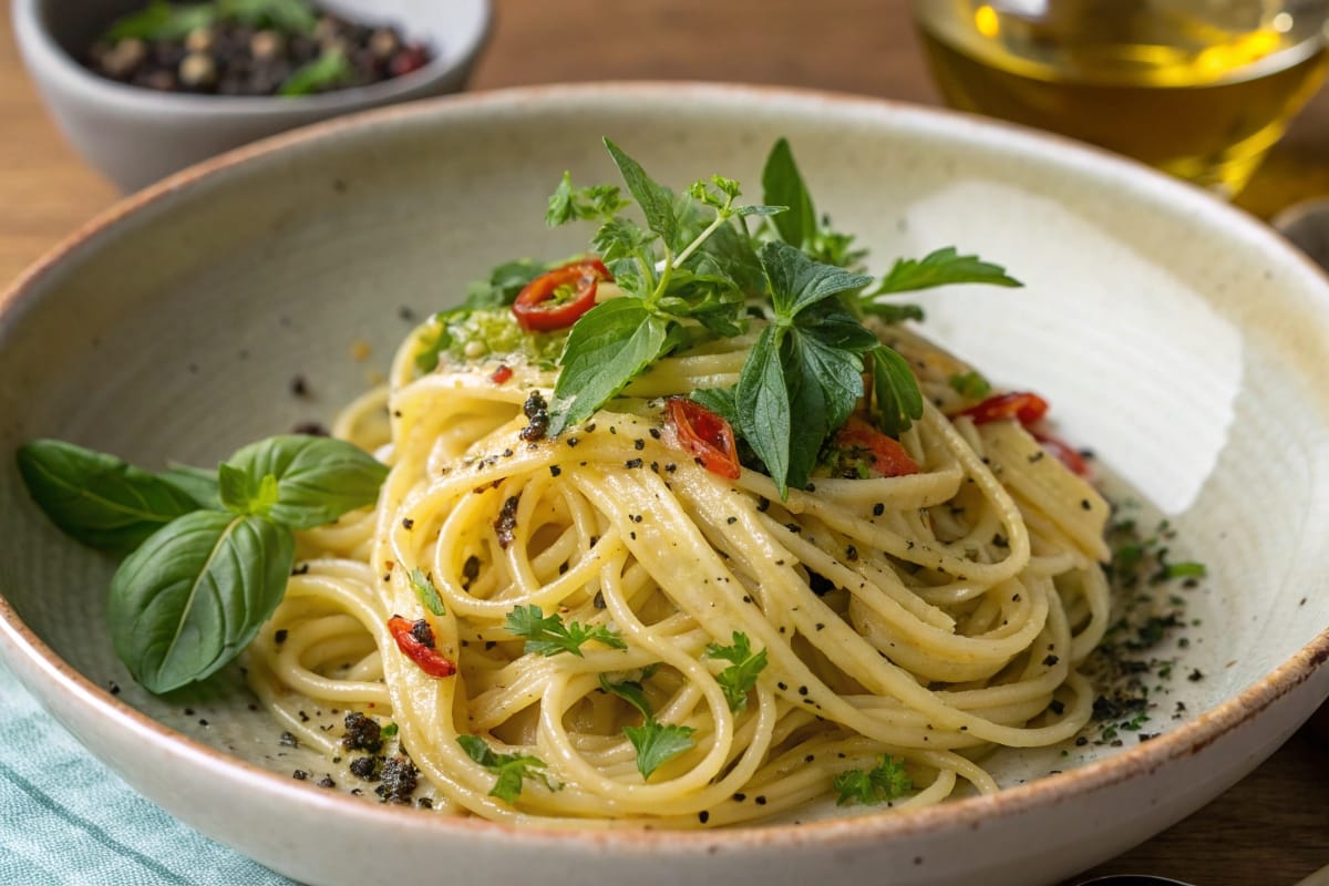 Gluten free egg noodles in bowl