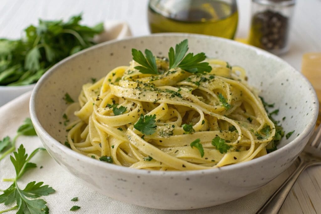 Gluten free egg noodles with herbs