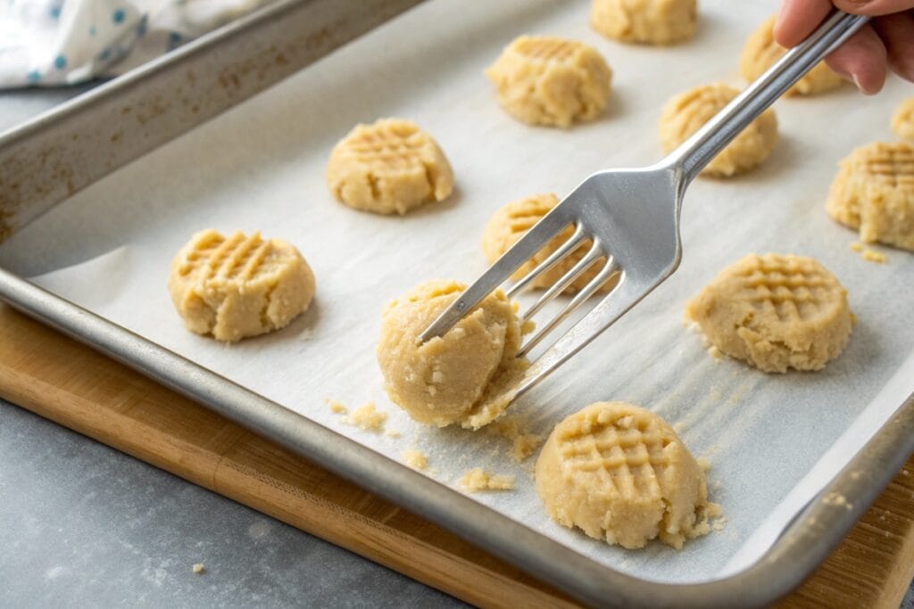 Peanut butter cookies baking tray