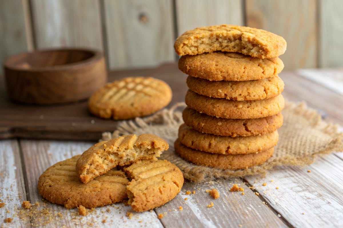 Peanut butter keto cookies stack