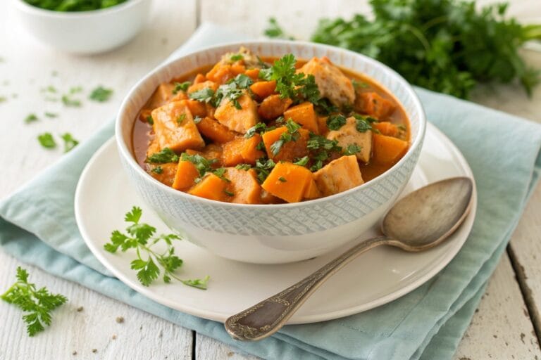 gluten free chicken and sweet potato stew recipe image