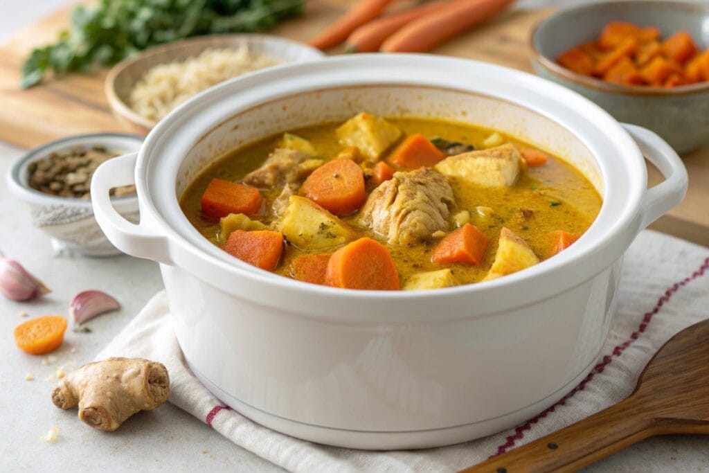 gluten and dairy free crock pot coconut turmeric chicken