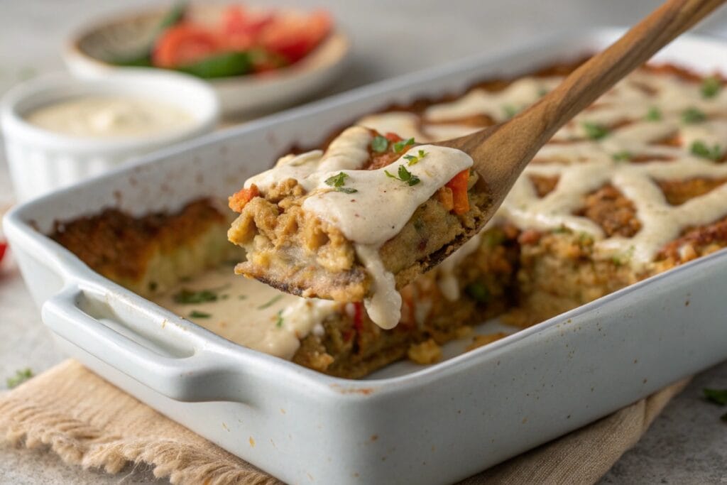 Vegan casserole recipes : Creamy vegan casserole with cashew sauce