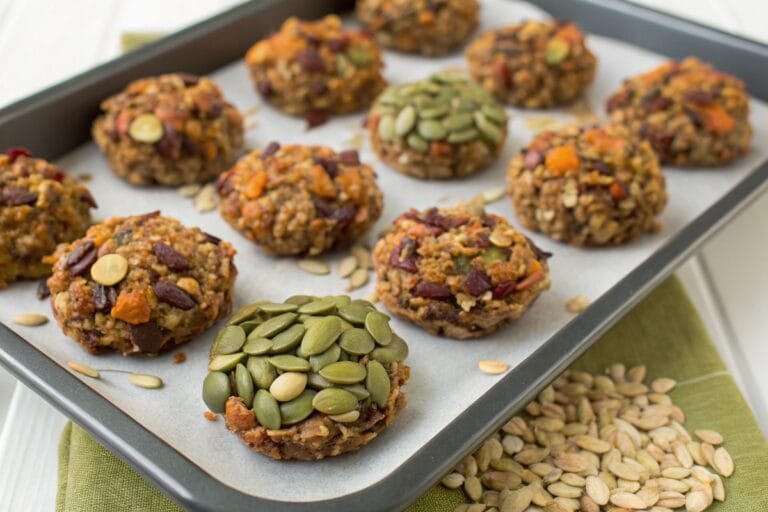 Tray of gluten free dairy free seed clusters