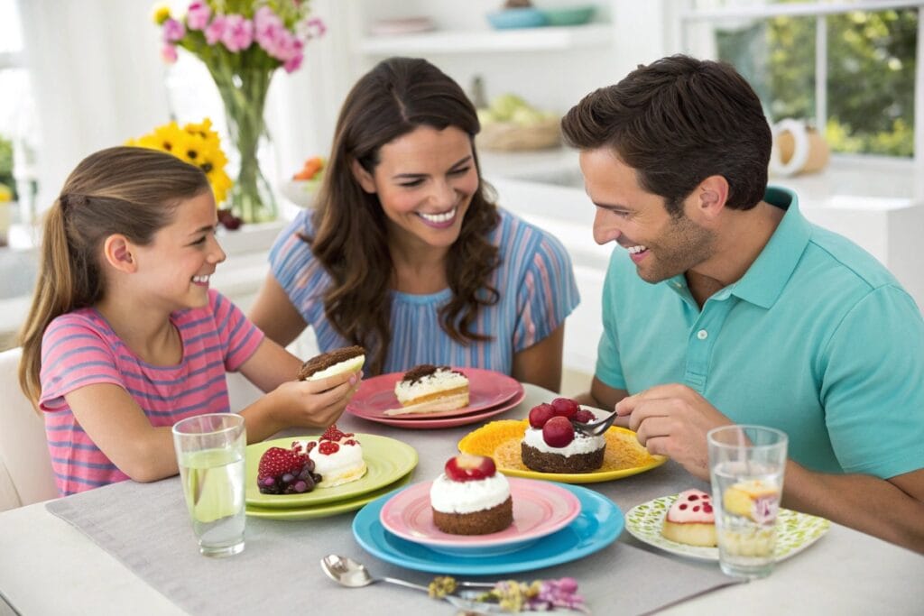 Family eating gluten and dairy free desserts