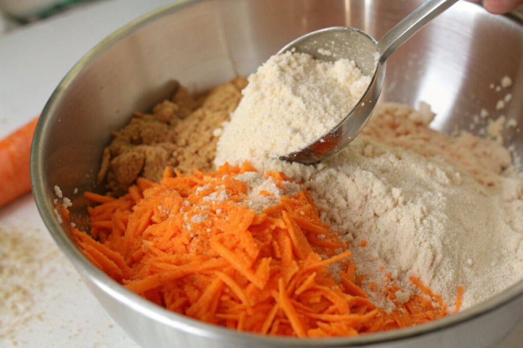Mixing gluten free carrot cake batter