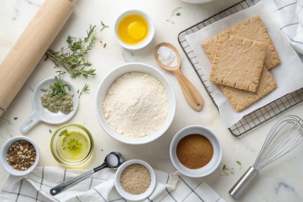 Ingredients for homemade gluten free crackers
