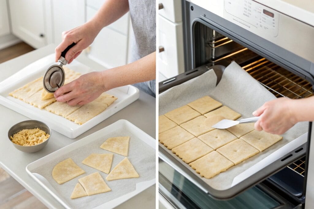 Rolling and cutting dough for gluten free crackers