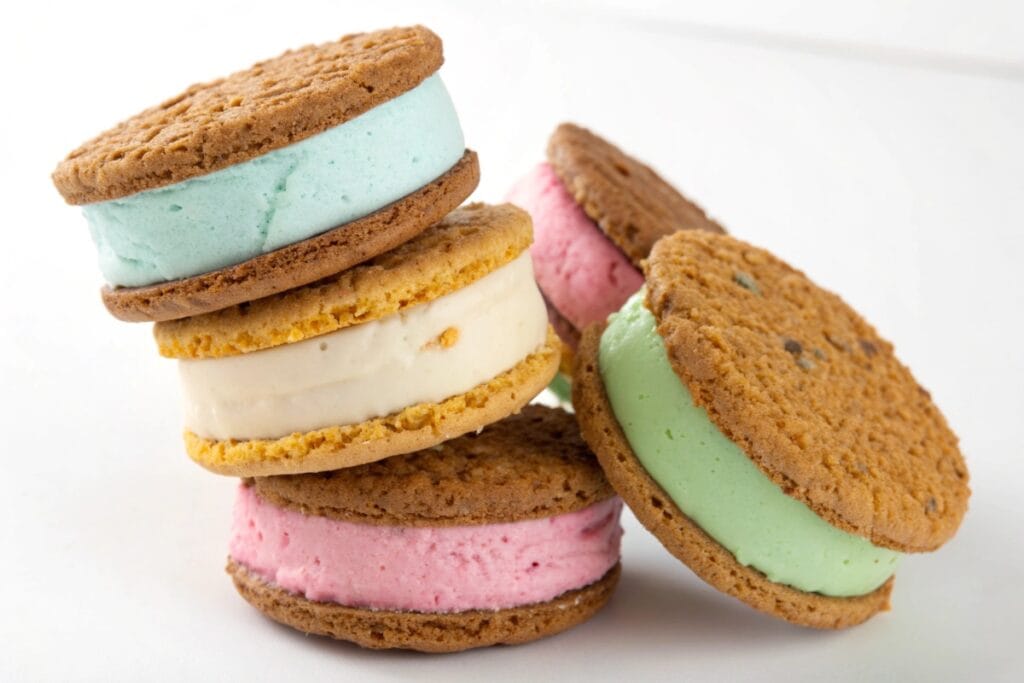 Gluten free ice cream sandwiches on parchment