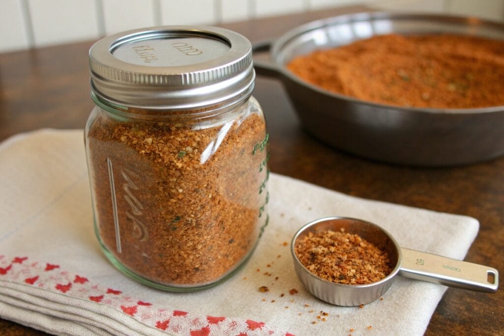 Homemade gluten free taco seasoning jar
