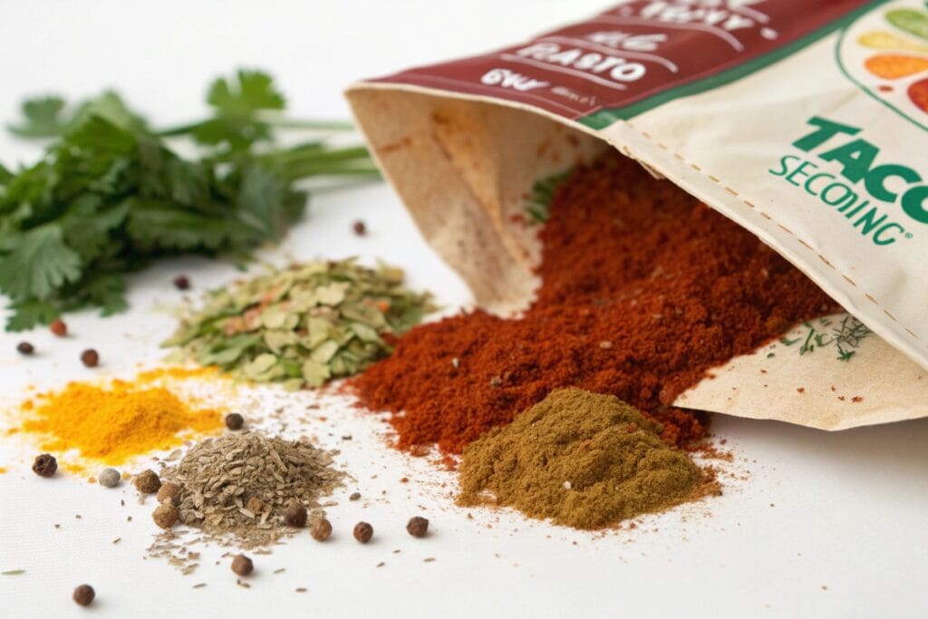 Gluten free taco seasoning label reading