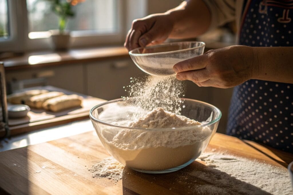 Gluten Free Waffle Recipe: Mixing gluten free flour blend for waffle batter