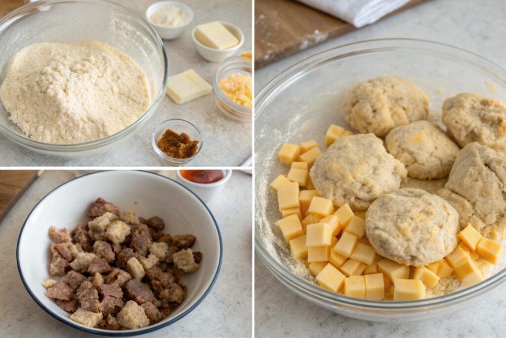 Mixing dough for high protein breakfast biscuits