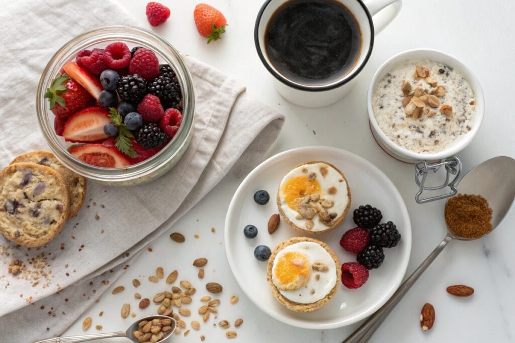 the best hign protien foods, High protein breakfast foods with eggs, yogurt, and oats,