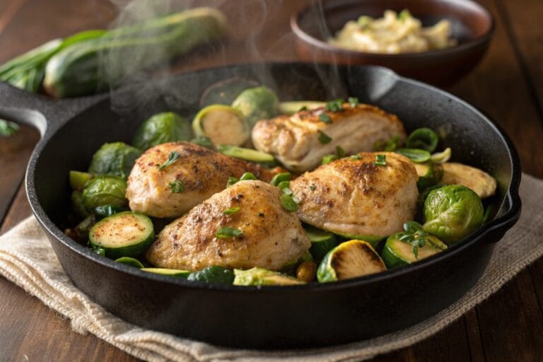 Garlic butter chicken and veggie skillet recipe for keto diet for beginners