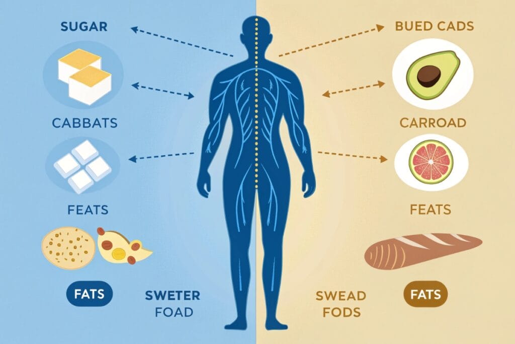 Illustration of how the keto diet for beginners shifts the body from burning carbs to burning fat