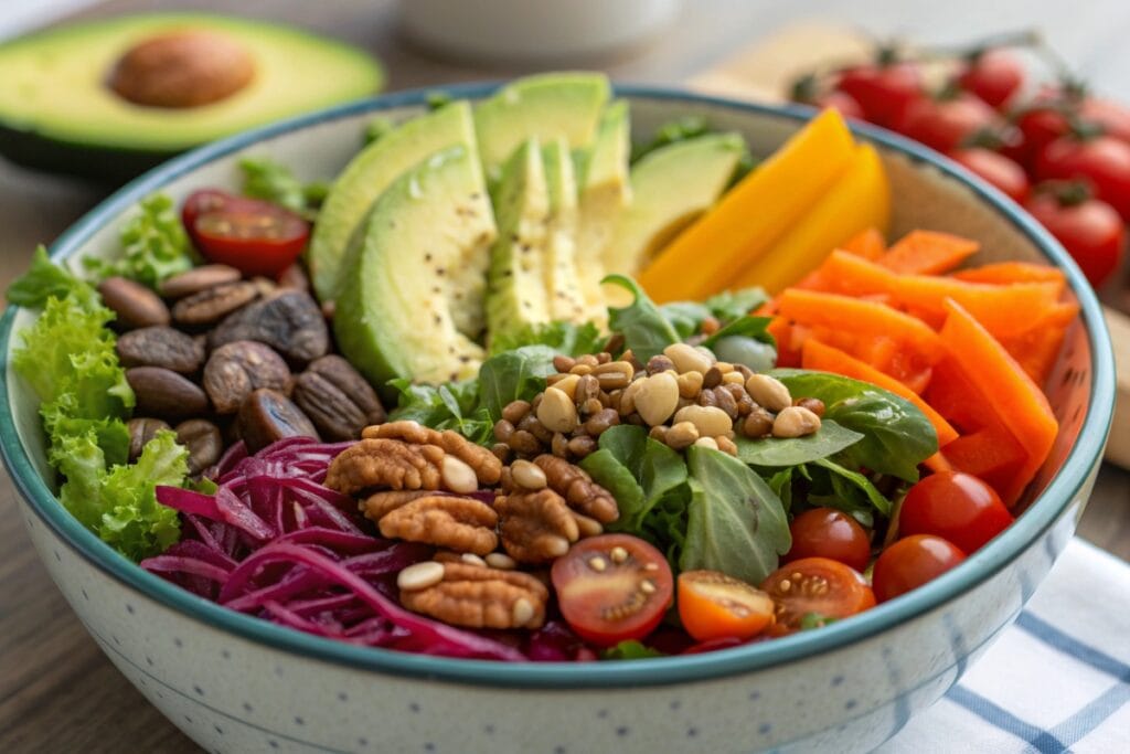 Raw vegan salad bowl
