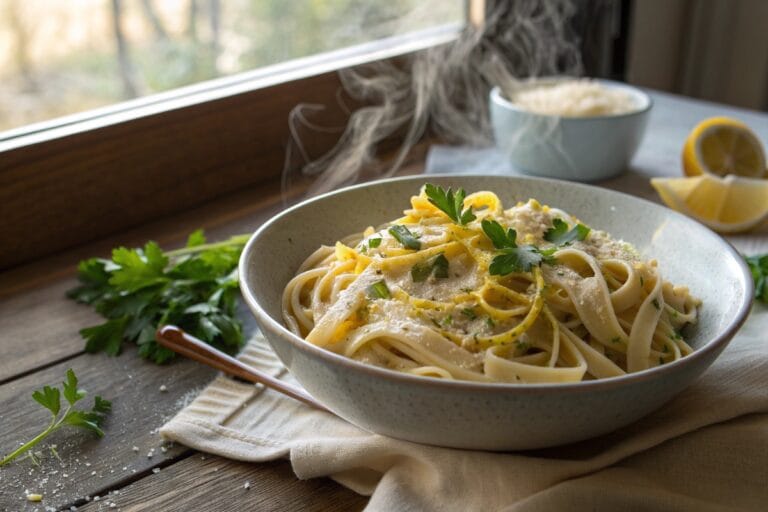 Vegan alfredo sauce recipe close-up