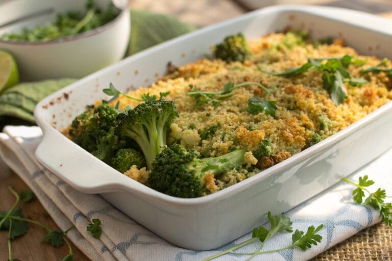 Vegan broccoli quinoa casserole