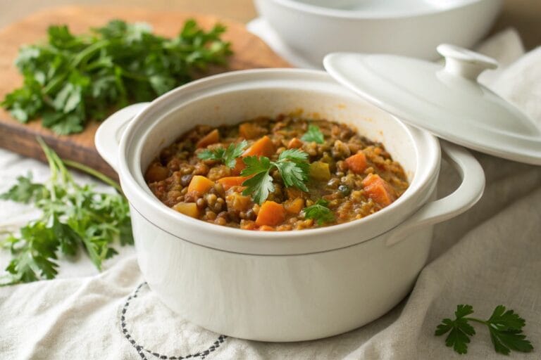 Vegan lentil stew crockpot recipe
