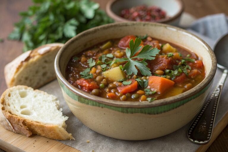 Vegan lentil stew slow cooker recipe