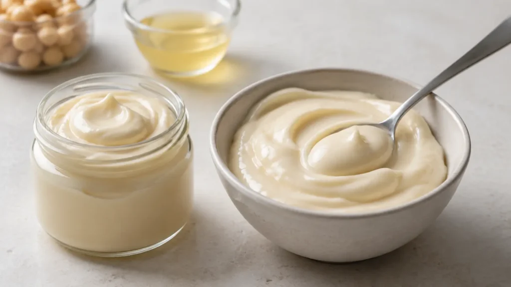 Creamy homemade vegan mayo made with aquafaba