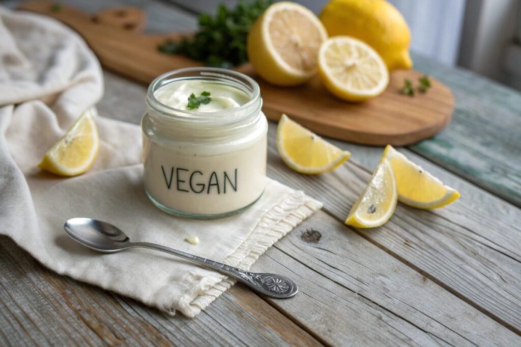 Vegan mayo recipe jar