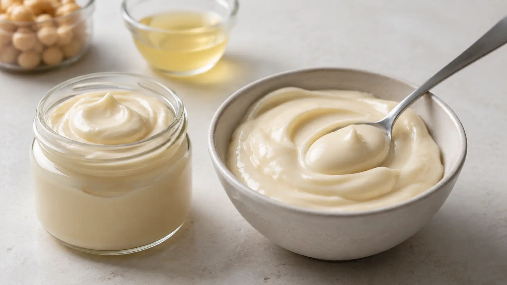 Creamy homemade vegan mayo made with aquafaba