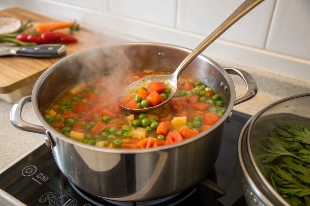 Vegan soup recipes simmering