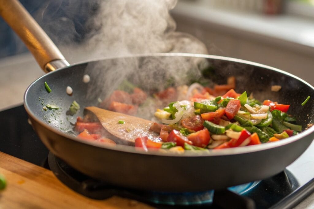 Tossing vegan white sauce pasta