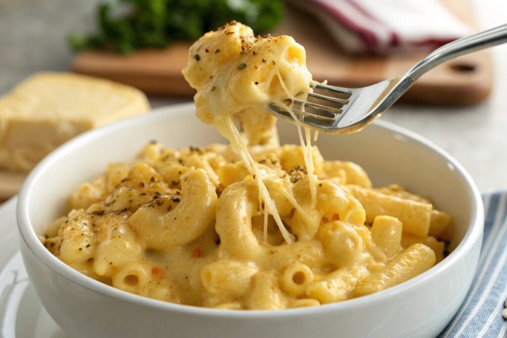 Creamy Chick Fil A mac and cheese recipe in a bowl