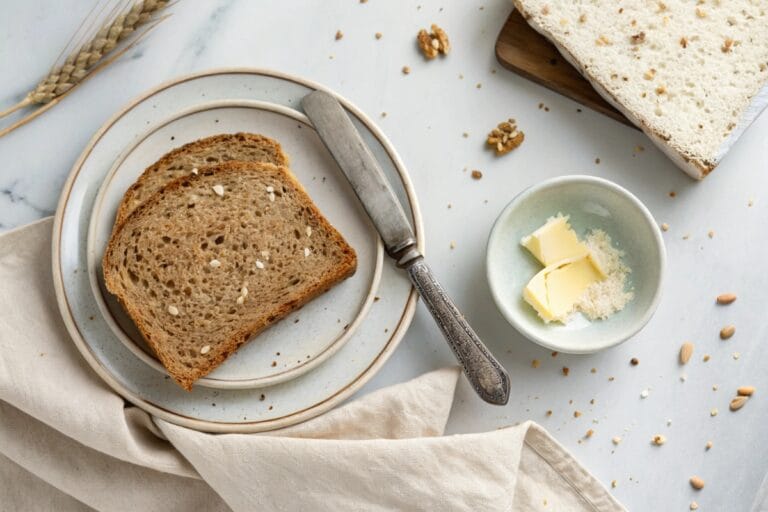 Single slice of Ezekiel bread recipe on plate